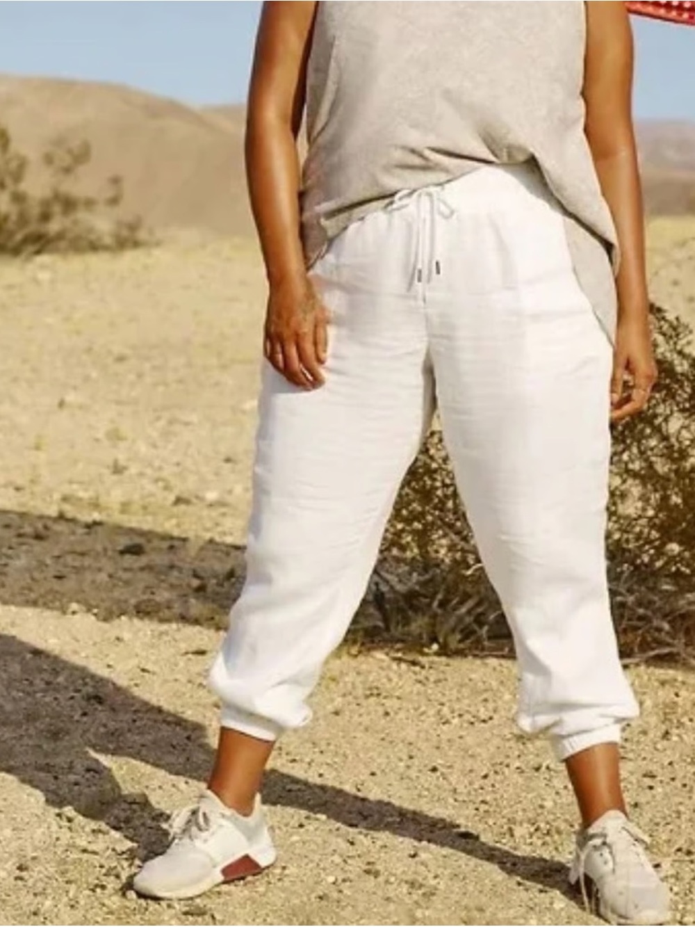Athleta Cabo 100% Linen Jogger White Size 14